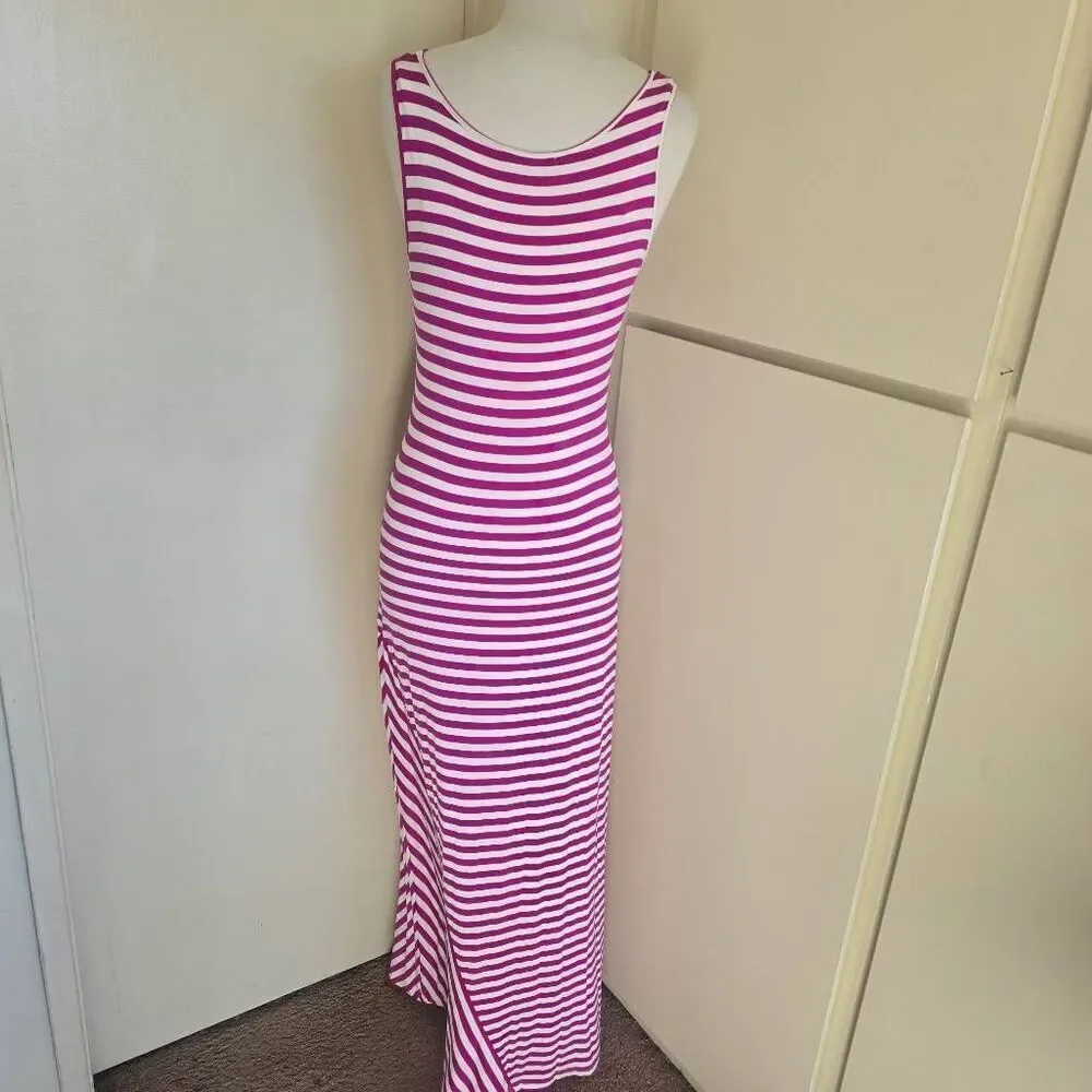 Calvin Klein Pink/White Stripe Full Length Tank  Long Maxi Dress, NWT, Sz. 4 - Picture 8 of 12